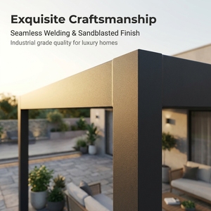 Pérgola de Jardín Impermeable HENLIXO con Techo Ajustable, Pérgola Motorizada de Aluminio para Exteriores con Protección Contra Mosquitos - Product Image 4