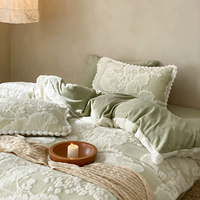 Set Sprei Kasur Motif Daun Ginkgo Tema Botani Jacquard Burnout Bulu Kelinci Imitasi untuk Musim Dingin