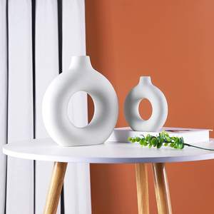 Florero, Jarrones, Decoración Floral, Flor, <span class=keywords><strong>Blanco</strong></span>, Porcelana Nórdica, Flor de Capullo, Donut, Jarrón de Cerámica para Decoración del Hogar - Product Image 2