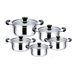 Ensemble de casseroles en acier inoxydable de <span class=keywords><strong>10</strong></span> pièces, avec poignée en bakélite, pour la cuisson de bouillon, vente en gros à prix avantageux - Product Image 1