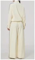 Ensemble de survêtement personnalisé pour femme, color block, haute qualité, veste courte zippée et pantalon large à rayures latérales