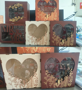 Nouveau produit transfrontalier : Boîte carrée en bois pour livre <span class=keywords><strong>d</strong></span>'or de mariage, porte-cartes et boîte à cartes de visite, à assembler soi-même, Chine - Product Image 6