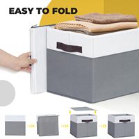 La boîte de rangement pliante non tissée grise avec couvercle convient au rangement des vêtements et des jouets Open Home Storage Bins