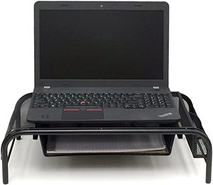 Soporte de <span class=keywords><strong>Monitor</strong></span> de malla de Metal, organizador de escritorio de oficina con cajón - Product Image 1