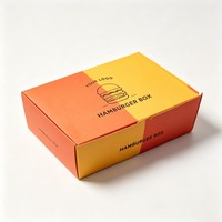 Boîte à hamburger personnalisée de 4 pouces, boîte d'emballage pour la restauration rapide, laminée mat, pour hamburgers, frites, poulet frit, boîte repas