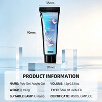 Kit d'extension d'ongles en gel UV de luxe Makeauty 15ml, non toxique, certifié CPNP et CE, avec lampe LED pour usage professionnel et DIY
