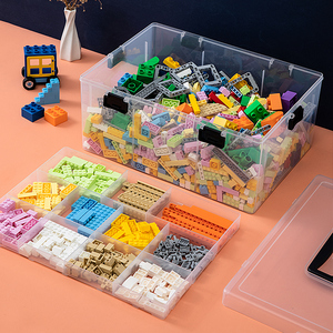 Boîtes de <span class=keywords><strong>rangement</strong></span> rectangulaires multifonctionnelles écologiques en plastique PP transparent à double couche avec couvercle pour organiser les blocs de construction - Product Image 3