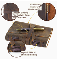Coffret Cadeau Journal en Cuir Véritable Fait Main Moderne avec Stylo, Marque-page et Recharge – Carnet de Voyage pour la Fête des Pères et les Affaires