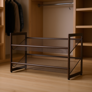 Organizzatore per Scarpe in Metallo a 2 Livelli Regolabile, per Armadio, Design Rettangolare con Doppio Ripiano in Ferro - Product Image 2