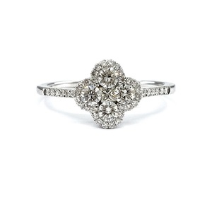 Custom Made Women's Classic 18k Solid White Gold Real Natural Diamond Flower <b>Cluster</b> Wedding Party Rings - Product Image 1