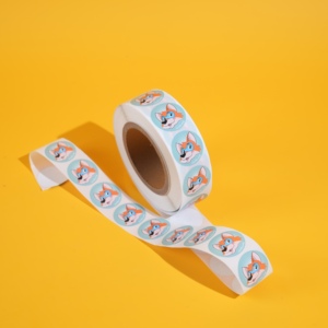 Rouleau d'autocollant personnalisé vinyle adhésif étanche marque logo rond étanchéité entreprise logo autocollant <span class=keywords><strong>étiquette</strong></span>s d'<span class=keywords><strong>emballage</strong></span> <span class=keywords><strong>alimentaire</strong></span> - Product Image 1