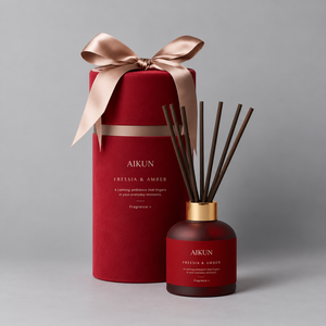 Aikun – Coffret diffuseur à bâtonnets de luxe en gros, 150 ml, en verre, parfum jasmin et freesia, avec ruban, pour mariage et décoration intérieure - Product Image 4