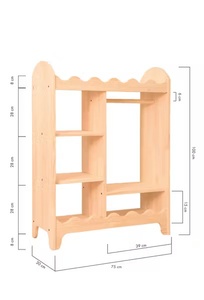 Legno del bambino guardaroba Montessori cremagliera abbigliamento guardaroba abbigliamento portaoggetti per bambini - Product Image 5