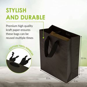 Sacs cadeaux, petits sacs fourre-tout avec poignées en ruban de tissu pour boutiques, commerces de détail, mariages, anniversaires, sacs en papier - Product Image 5
