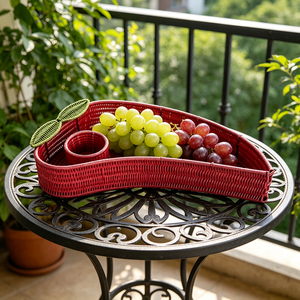 ตะกร้าอีสเตอร์สีชมพู ตะกร้าหวายสานมืออเนกประสงค์ ถาดเสิร์ฟผลไม้และขนม สำหรับตกแต่งบ้านและห้องนั่งเล่น - Product Image 6