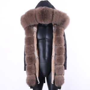 Gli uomini di Inverno Lungo Cappotto di <span class=keywords><strong>Pelliccia</strong></span> Vera <span class=keywords><strong>Pelliccia</strong></span> Giacca Con Cappuccio di <span class=keywords><strong>Pelliccia</strong></span> di Coniglio Natura Foderato Outwear <span class=keywords><strong>Uomo</strong></span> Reale di <span class=keywords><strong>Pelliccia</strong></span> lungo Parka - Product Image 3