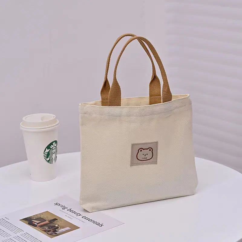 Nuovo stile Eco Friendly viaggio su misura Logo grande a croce in bianco Shopping di cotone Tote Bag in tela per donna
