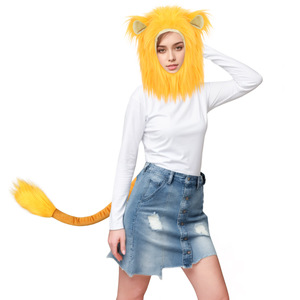 Novedad <span class=keywords><strong>disfraz</strong></span> <span class=keywords><strong>de</strong></span> Halloween fiesta cabeza <span class=keywords><strong>de</strong></span> Animal máscara <span class=keywords><strong>rey</strong></span> León sombrero y colas Cosplay disfraces para adultos - Product Image 1