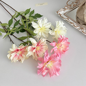 Fleur artificielle Yasunobu Dahlia à branche unique en soie, blanc, rose, jaune, bleu, violet, pour décoration de mariage et de maison - Product Image 4