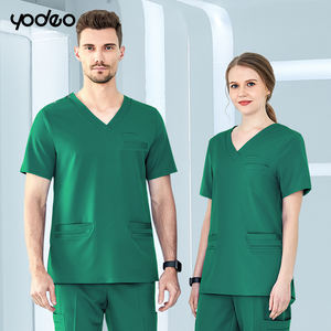 Setelan Scrub Medis Wanita 15 Warna Sepuluh Kantong Bahan Spandex/Polyester Kerah V Elastis Setelan Scrub Rumah Sakit Produsen Setelan Scrub - Product Image 6