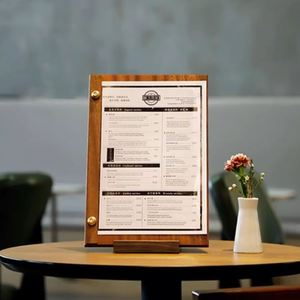 Solid Walnut Wood Standing Menu Holder Durable and Elegant Wooden Menu <b>Board</b> for Restaurant Wine Drinks and Food Menus Display - Product Image 2