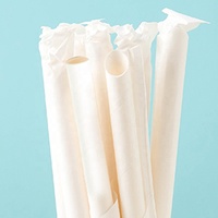 Paille en papier Kraft brun bambou brut, pour fête, anniversaire, mariage