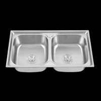 Évier double en acier inoxydable SUS304 de qualité supérieure, multifonctionnel, pour buanderie industrielle et cuisine de ferme, 32 pouces, design moderne à encastrer sous plan.