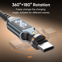 Cable de Carga Rápida Tipo C de 240W con Pantalla Digital 540 °   Cable de Datos USB C con Rotación de Ángulo Recto para Teléfono, Laptop y Tablet