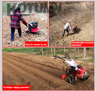 Micro-cultivateur agricole Scarificateur à essence Motoculteur rotatif multifonction Travail du sol Ridging Weeding Ditching Cultivator