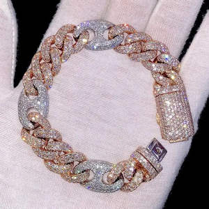 Fine 925 Sterling Silver Cuban Link Bracelet With Lab Grown Moissanite Diamond Smooth Finish Jewelry - Product Image 4