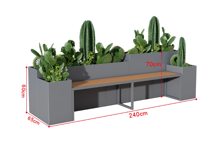 Ensemble bac à fleurs et banc 240*65*70