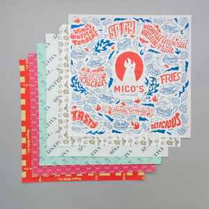 Papel Deli Personalizado de 10x10 cm, Color Rosa, con Diseño Floral Azul, Cuatro Colores, Hojas Sueltas, Recubierto de Cera, Tema Limón, Impresión a Todo Color, Sin Grasa - Product Image 2