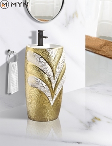 Chất lượng cao phòng tắm dính liền Vàng freestanding lưu vực gốm khách sạn sử dụng lưu vực - Product Image 3