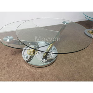 طاولة قهوة مستديرة ذات جرس زجاجي بتصميم فريد مع تروس للاستخدام المنزلي كأثاث لغرفة المعيشة - Product Image 5