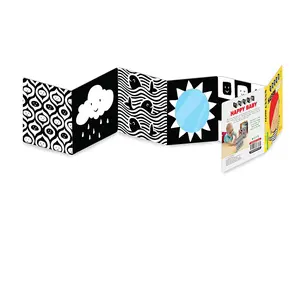 Tummy time Fold-out high Contrast Black and White Book for Babies Infants Toddlers Early Educational Stimulation Gift