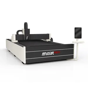 Razortek CNC mesin pemotong serat laser, mesin pemotong laser serat raycus 1000w 1500w untuk logam dan pelat serat karbon