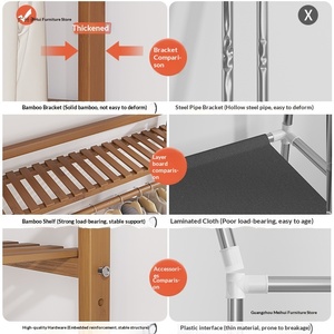 Porte-vêtements sur pied en <span class=keywords><strong>bambou</strong></span> - Étagère multifonctionnelle pour manteaux, chapeaux, sacs, séchage et rangement pour chambre à coucher - Product Image 2