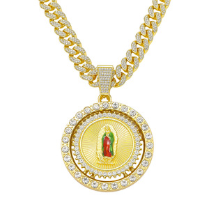 Hiphop Style Rotatable Circular Religious Pendant Necklace <b>Cuban</b> <b>Link</b> <b>Chain</b> Necklace Men's Necklace Fashion Jewelry Wholesale - Product Image 6