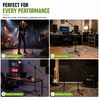Support de microphone professionnel réglable, trépied en métal robuste pour scène, studio et enregistrement
