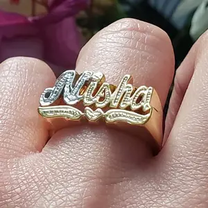 Kustom cincin nama 3d cincin jari berlapis cincin pribadi hadiah perhiasan emas Hip-hop Rock berlebihan Punk untuk pria uniseks Hiphop