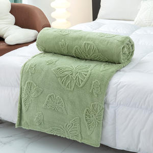 Nouveau châle de bureau de sieste en velours <span class=keywords><strong>Tave</strong></span> papillon de couleur unie, mini couverture en velours de corail Jacquard épaissi - Product Image 3