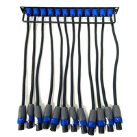 Rack de jonction en aluminium XLR 1U12 positions pour console audio et table de mixage, avec câble de liaison pour haut-parleur à quatre conducteurs et prise carrée de 1 mètre Ohm