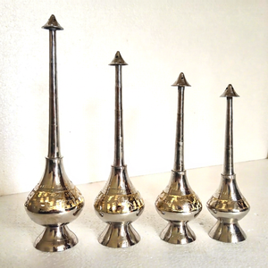 Arabic Nickel Finish Manual Carved Brass <b>Incense</b> <b>Stick</b> <b>Holder</b> Model KEI-1057 Made in India Khan ExImpo - Product Image 1