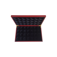 Boîte de rangement pour pièces de monnaie en bois, 56 pièces, grande boîte en bois ronde, porte-pièces de monnaie, boîte de rangement, boîte de présentation en bois, boîte de protection pour collection
