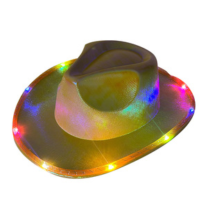 Sombrero <span class=keywords><strong>de</strong></span> Vaquero Unisex con Luces LED Intermitentes <span class=keywords><strong>para</strong></span> Fiesta Disco, Disfraz <span class=keywords><strong>de</strong></span> Halloween, Sombrero Luminoso Divertido - Product Image 1