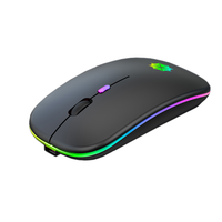 Ratón Inalámbrico Delgado, Doble Conexión 2.4GHz+Bluetooth, Silencioso, Recargable, con Retroiluminación LED de Colores, Óptico, para Computadora