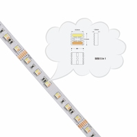 Bande LED flexible RGB+CCT haute luminosité SMD 5050 60 LED RGBCW 5-en-1 IP33 Ra90 Dimmable Wi-Fi pour chambre