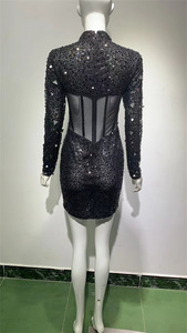 Robe de bal de banquet moulante sexy à <span class=keywords><strong>paillettes</strong></span> et strass Mini robe de cocktail Tenues de club Robe de soirée formelle pour femmes - Product Image 6