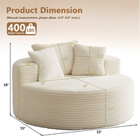 Fauteuils décontractés de forme ronde, grands fauteuils ronds, canapé sans cadre, canapé-lit doux et confortable, aucun assemblage requis
