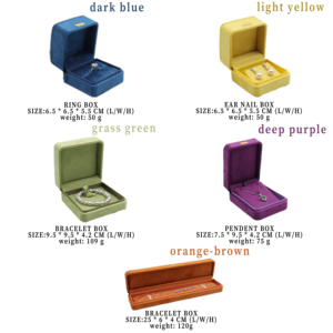 Wholesale Luxury Personalized Custom Logo Necklace Bracelet Earrings Ring Packaging Rectangle Velvet Blue Suede Gold Buckle - Product Image 2